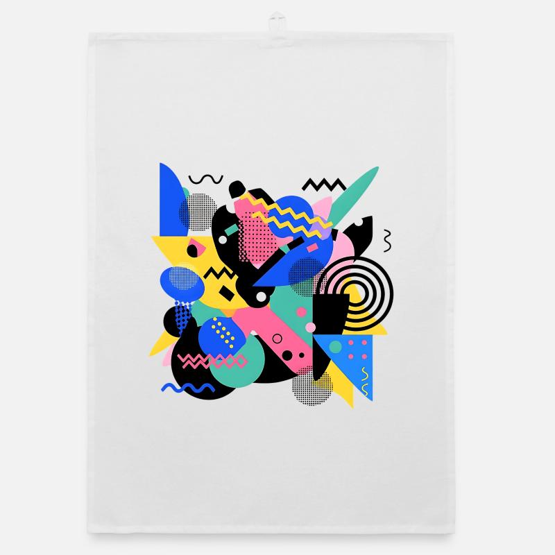 Memphis Style Pattern Retro 80s Geometry Abstract Organic dish towel