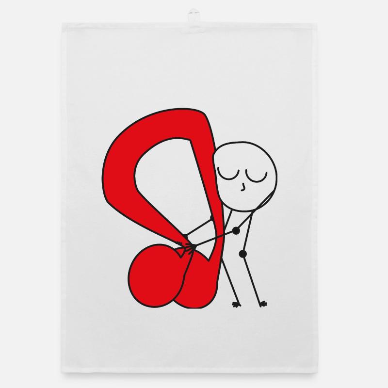 Cuddle Red Music Note - Organic dish towel - white