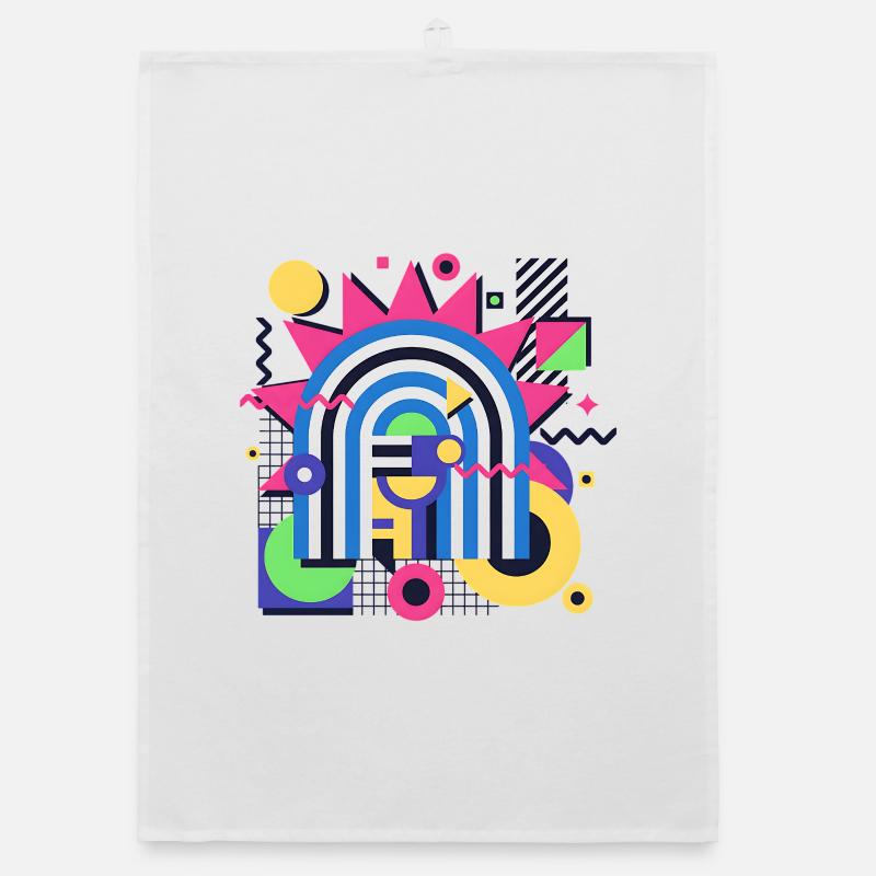 Design de formes graphiques colorées rétro de Memphis Torchon bio