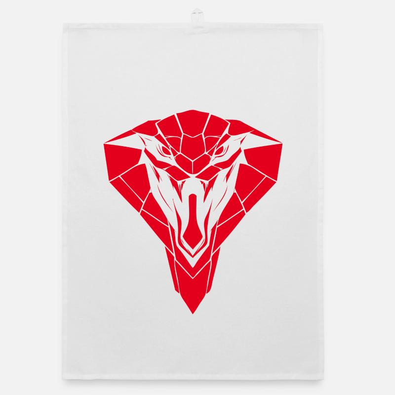 Red Geometric Snake Head Organic dish towel