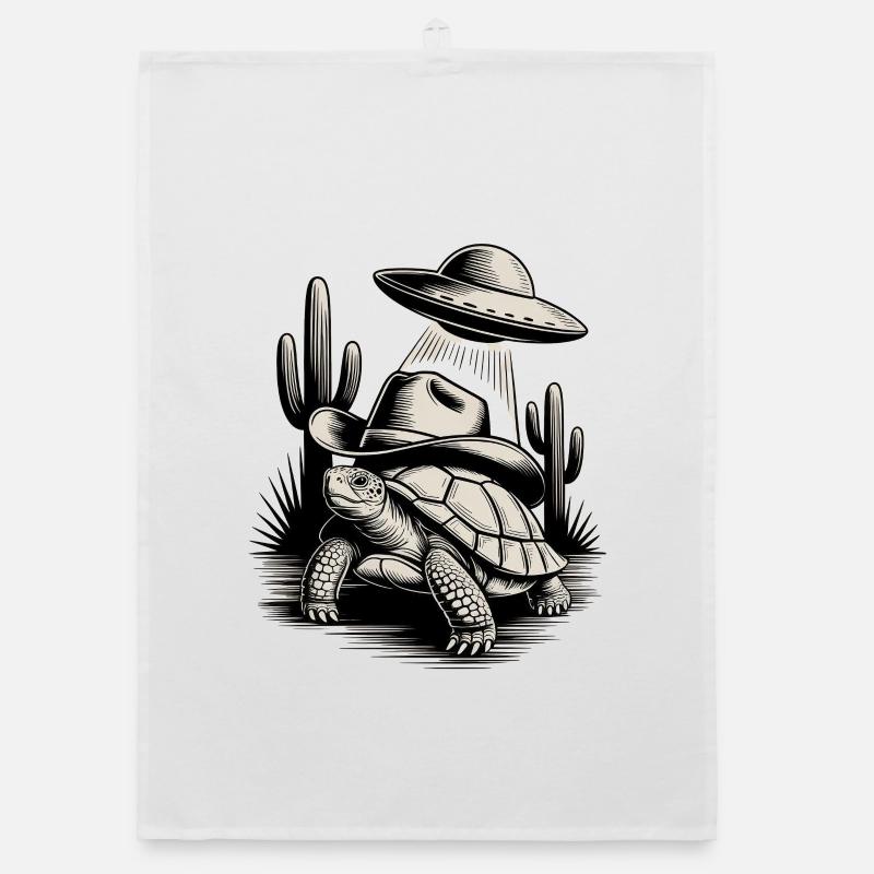 Alien Cowboy Turtle Classic Shirt Organic dish towel
