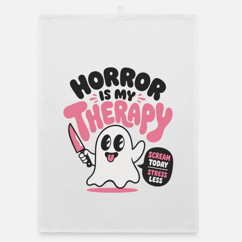 Horror Is My Therapy Ghost Organic dish towel