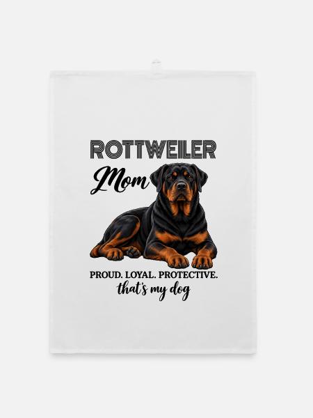 Rottweiler Mom Proud Loyal Protective - Organic Geschirrtuch - Weiß - Vorne