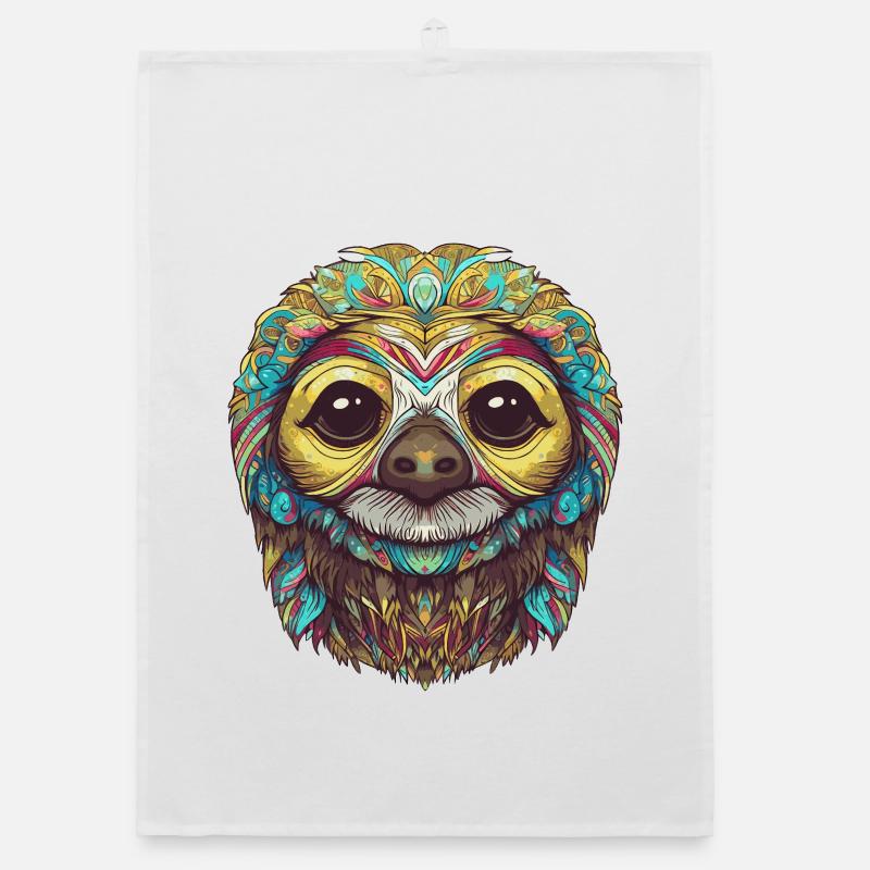 Psychedelic sloth Organic dish towel