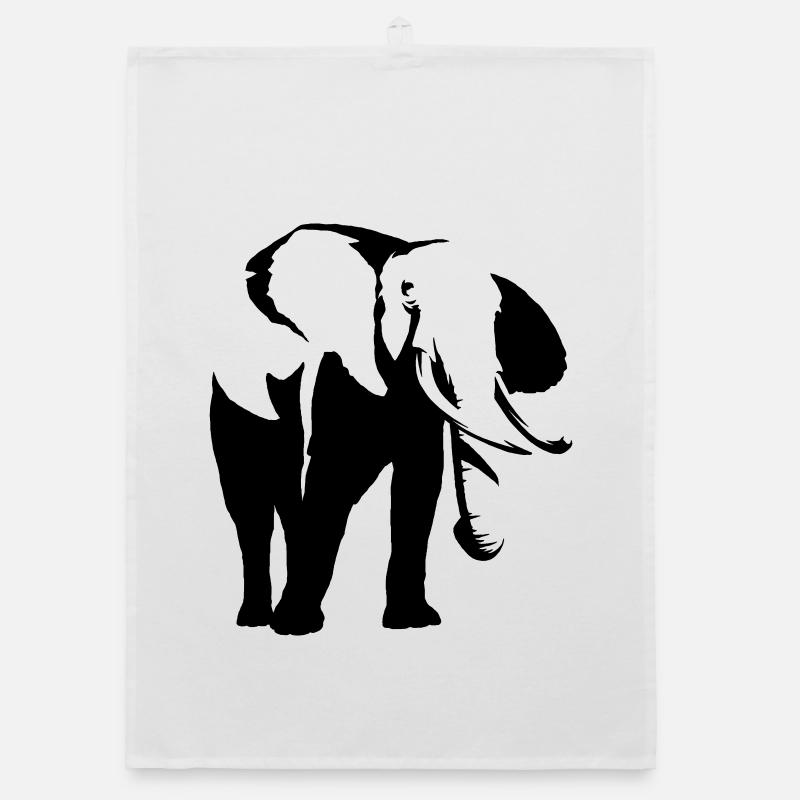 Elefant Afrika - Organic Geschirrtuch - Weiß