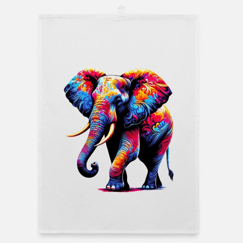 Elefant - Organic Geschirrtuch - Weiß