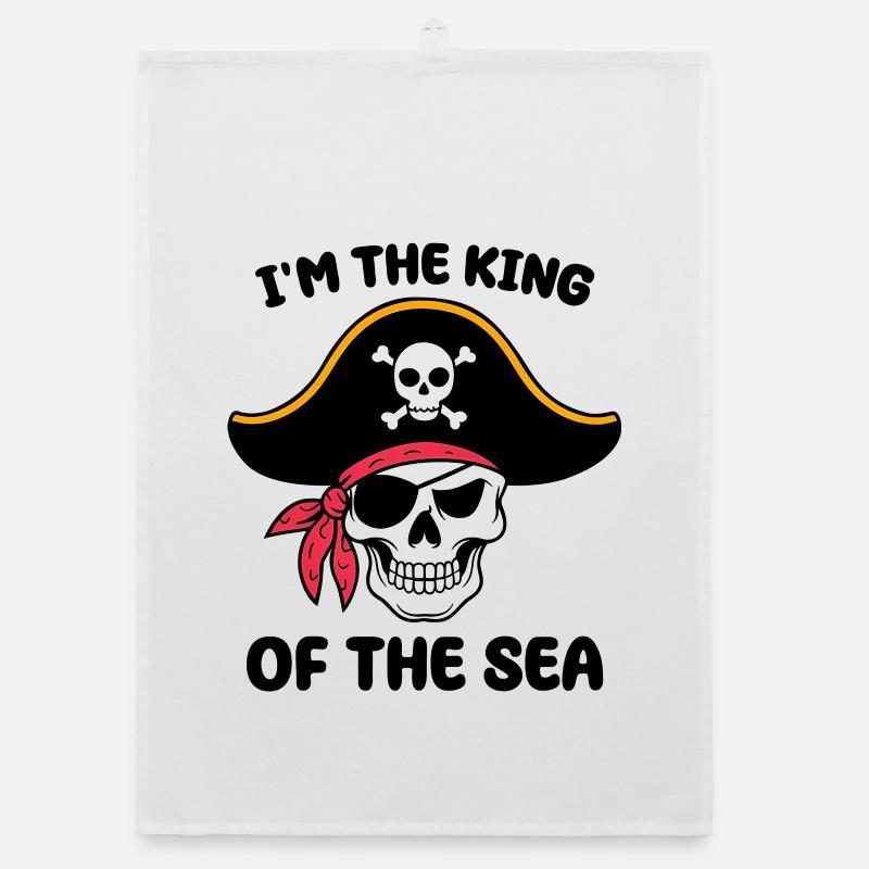Pirate skull with eye patch Organic dish towel