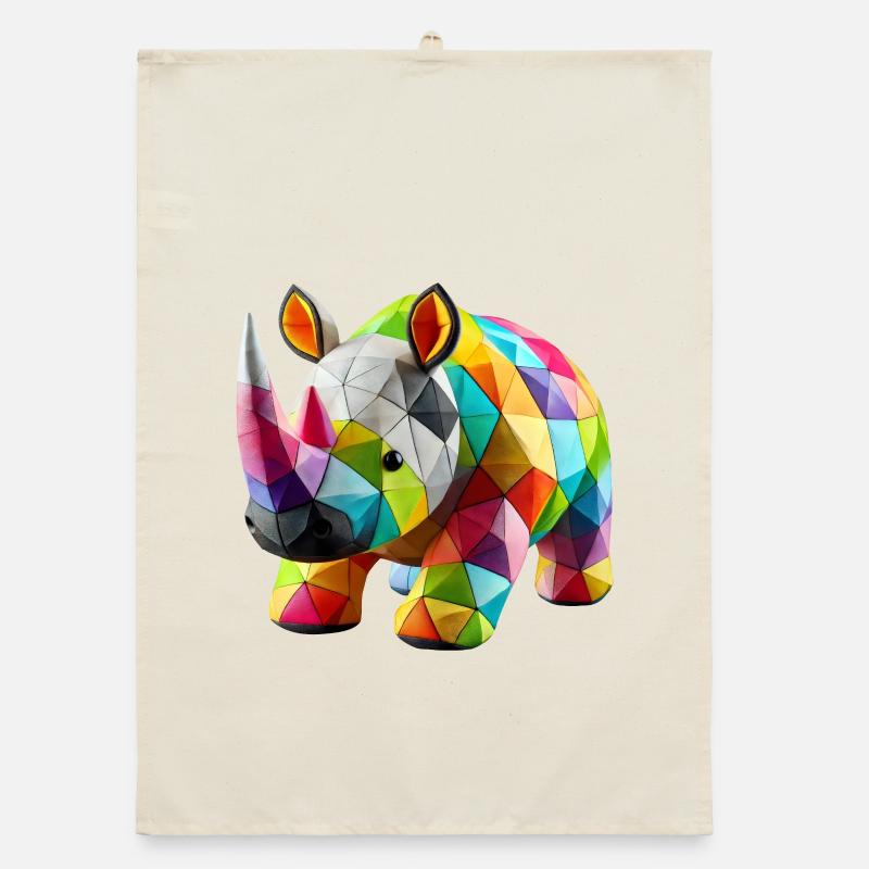 rhinocéros rhino polygones patchwork Torchon bio