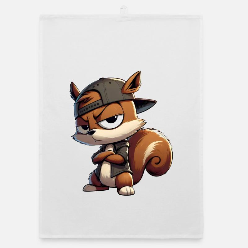 Eichhörnchen Hiphop Kappe Organic Geschirrtuch