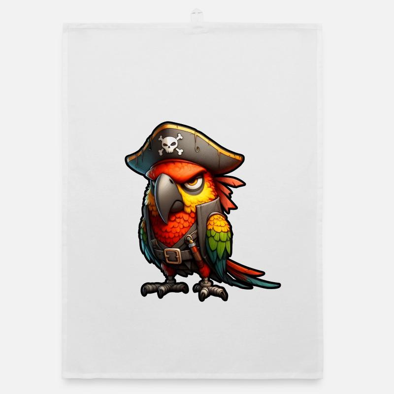 Red Pirate Parrot Organic dish towel