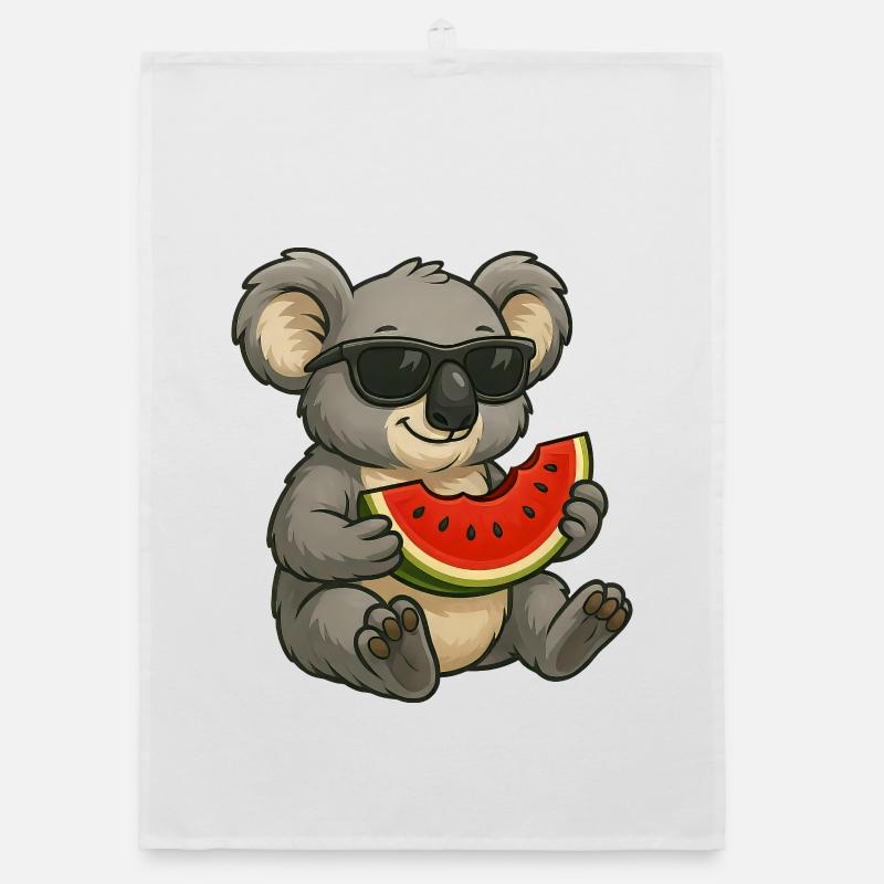 Mignon Koala avec Dessin animé d’été pastèque Torchon bio