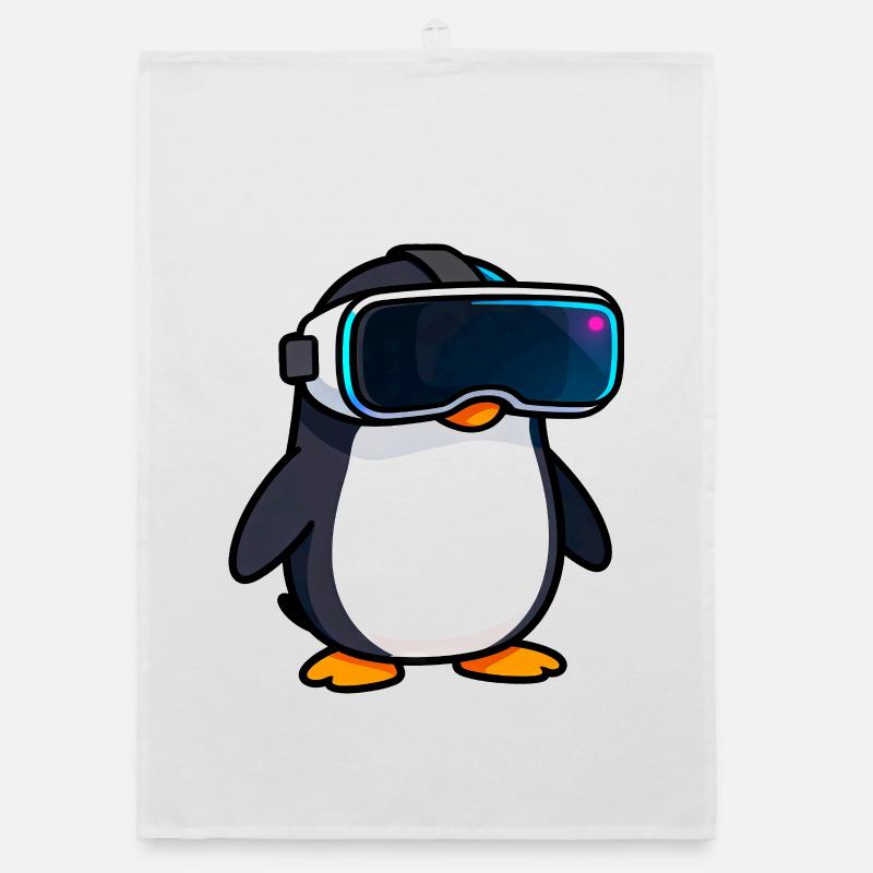 Nerdiger Pinguin VR Gaming PC Zocker Design Organic Geschirrtuch