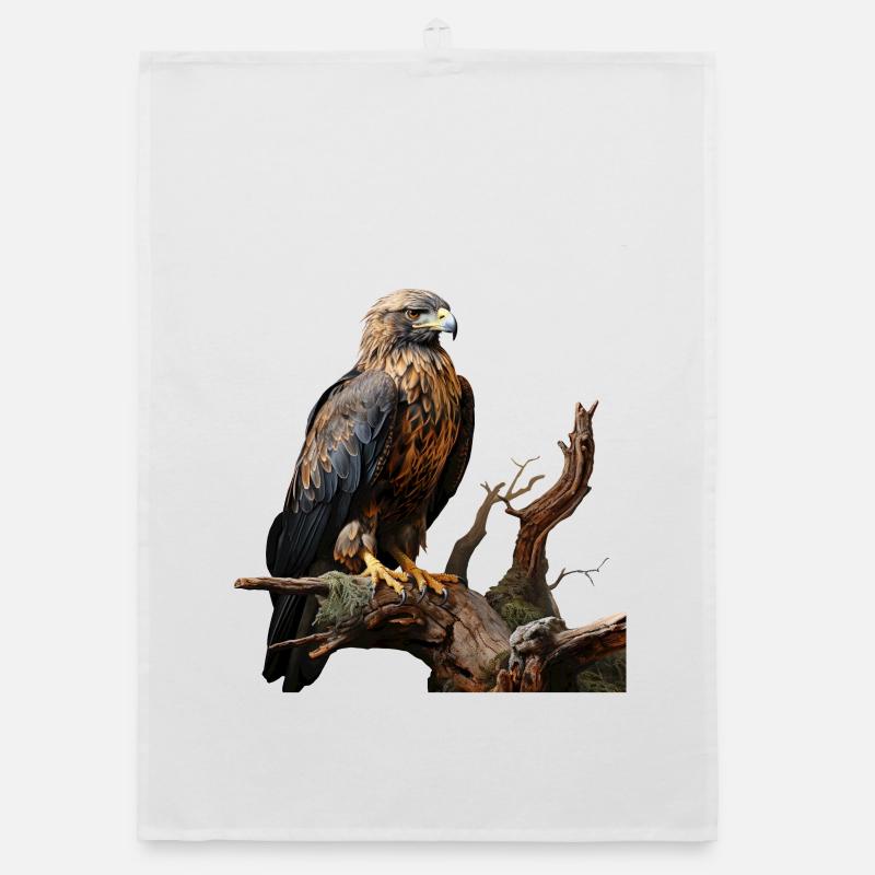 Imperial eagle on mossy branch Organic dish towel