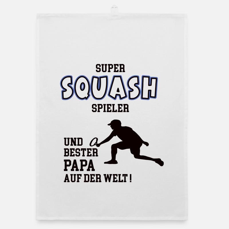 Squash Player Squasher Dad Father Man Organic dish towel
