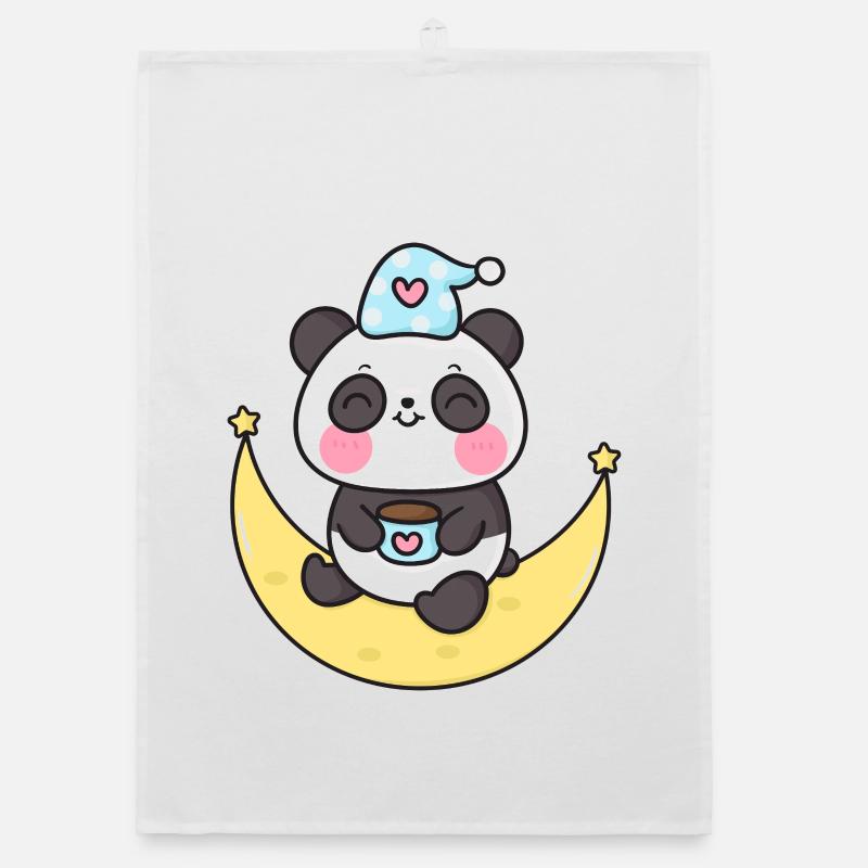 Panda Céleste sur la Lune Torchon bio