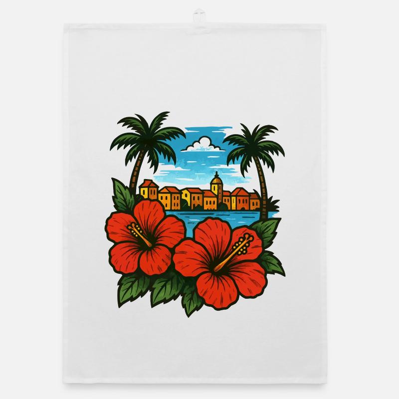 Paradis Côtier Hibiscus Caraïbes Torchon bio