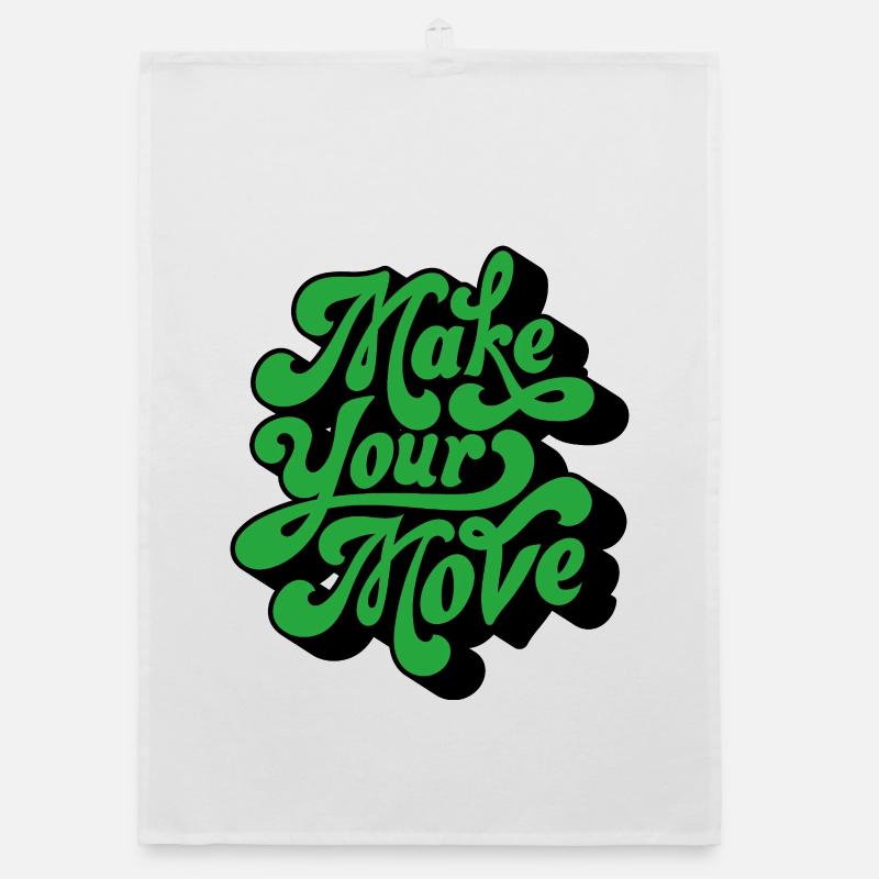 Make Your Move – Retro Handtext Organic dish towel