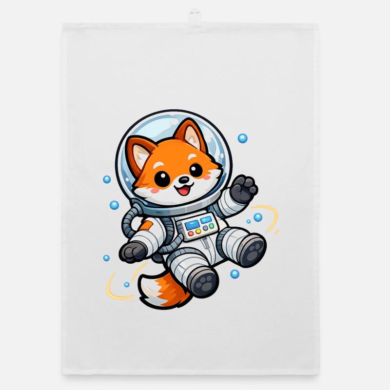 Space Fox in Space Suit Organic dish towel