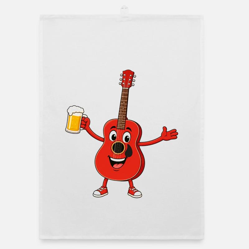 Gitarre mit Bier Organic Geschirrtuch