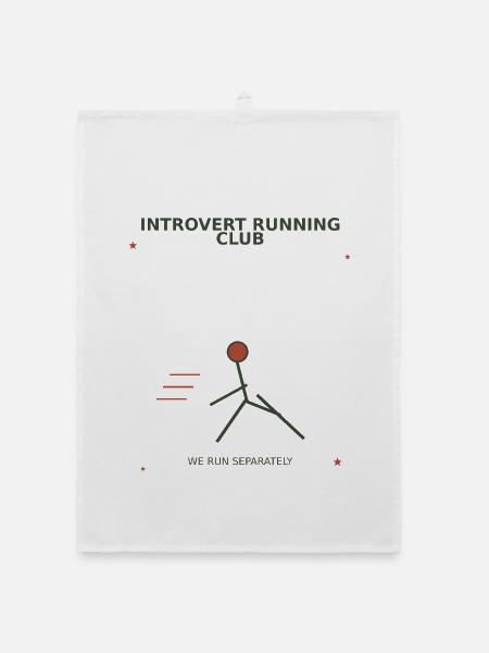 Introvert Laufclub Design - Organic Geschirrtuch - Weiß