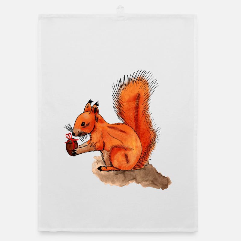 Eichhörnchen mit Geschenk Organic Geschirrtuch