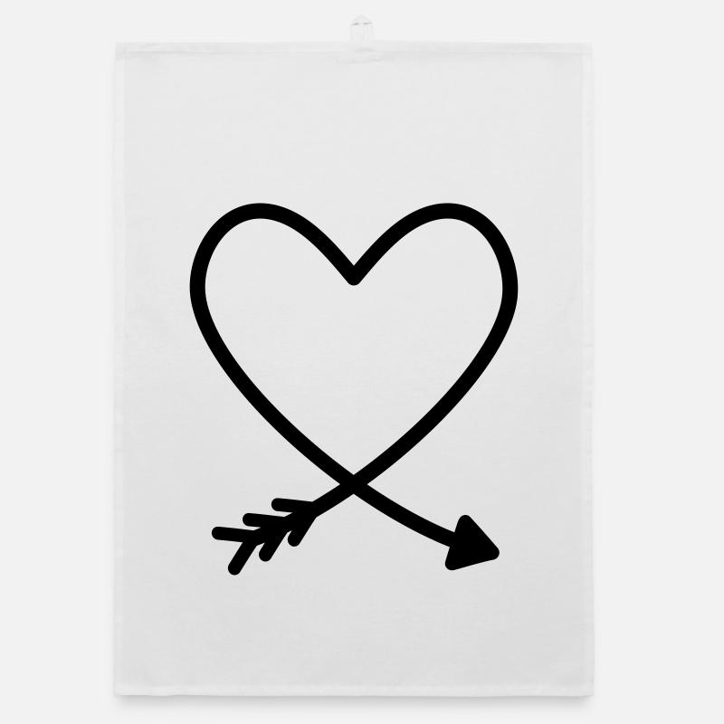 Coeur flèche amour amitié force idée cadeau Torchon bio
