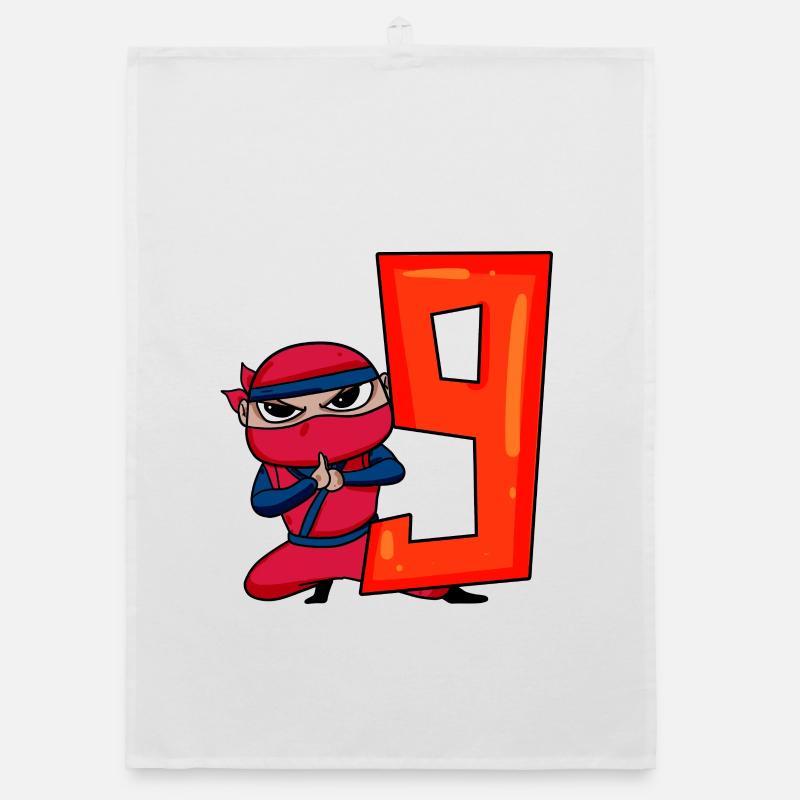 9 ans anniversaire garçon ninja - j’ai 9 ans Torchon bio