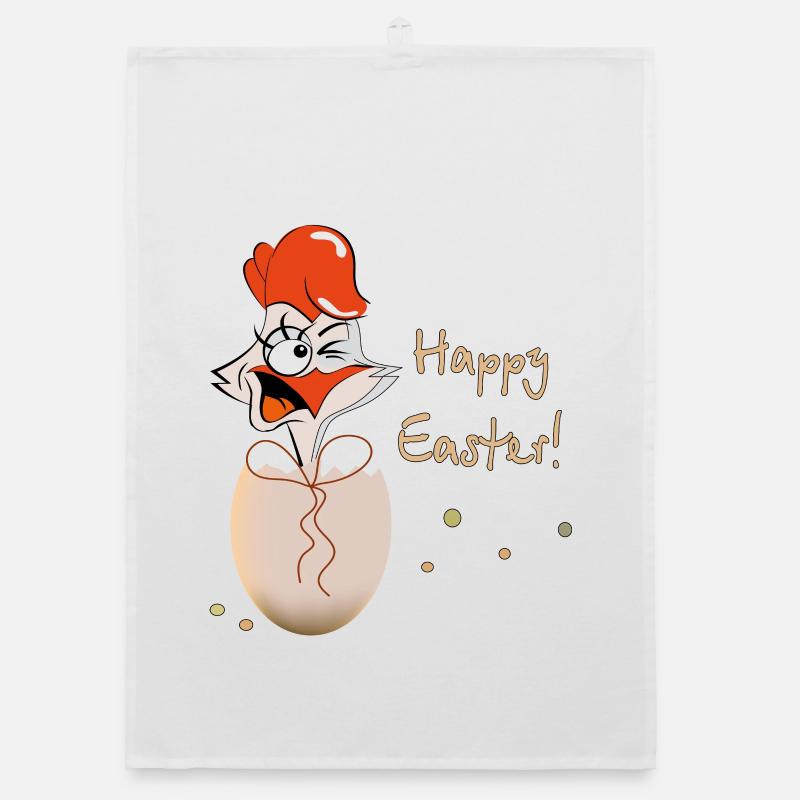 Happy Easter Rooster Easter Organic dish towel