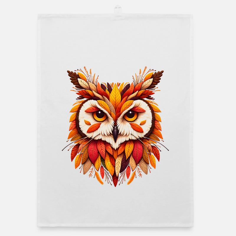 schöne Eule, gestaltet aus verschiedenen Blättern Organic Geschirrtuch