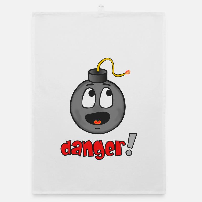 Danger Explosive Face - Funny Emoticon Organic dish towel