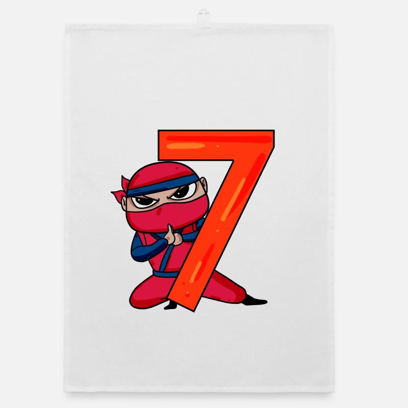 7th Birthday Motif Ninja - 7 years old Organic dish towel