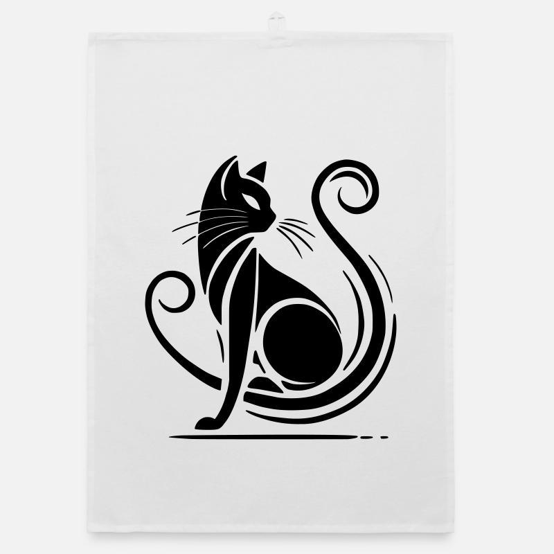 Moderne schwarze Katze - Organic Geschirrtuch - Weiß