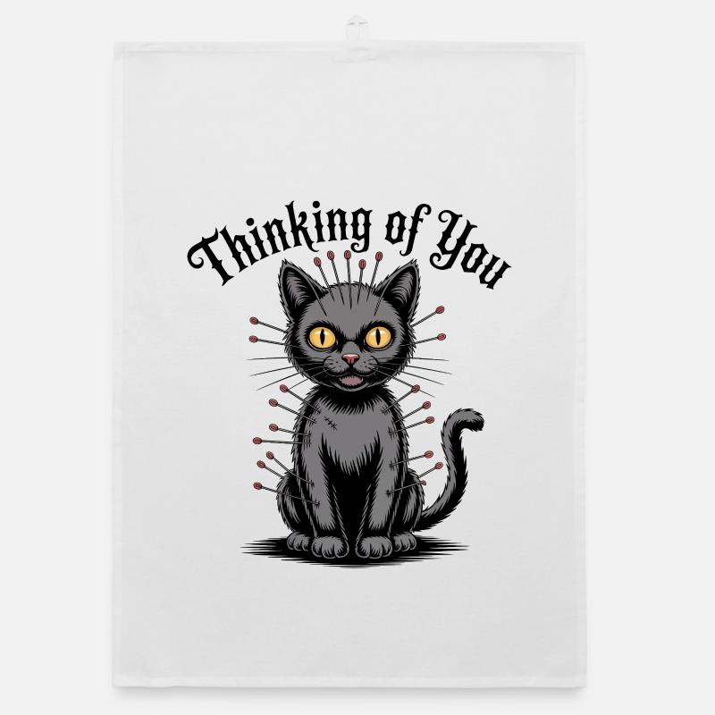 Chat vaudou qui pense à vous Torchon bio