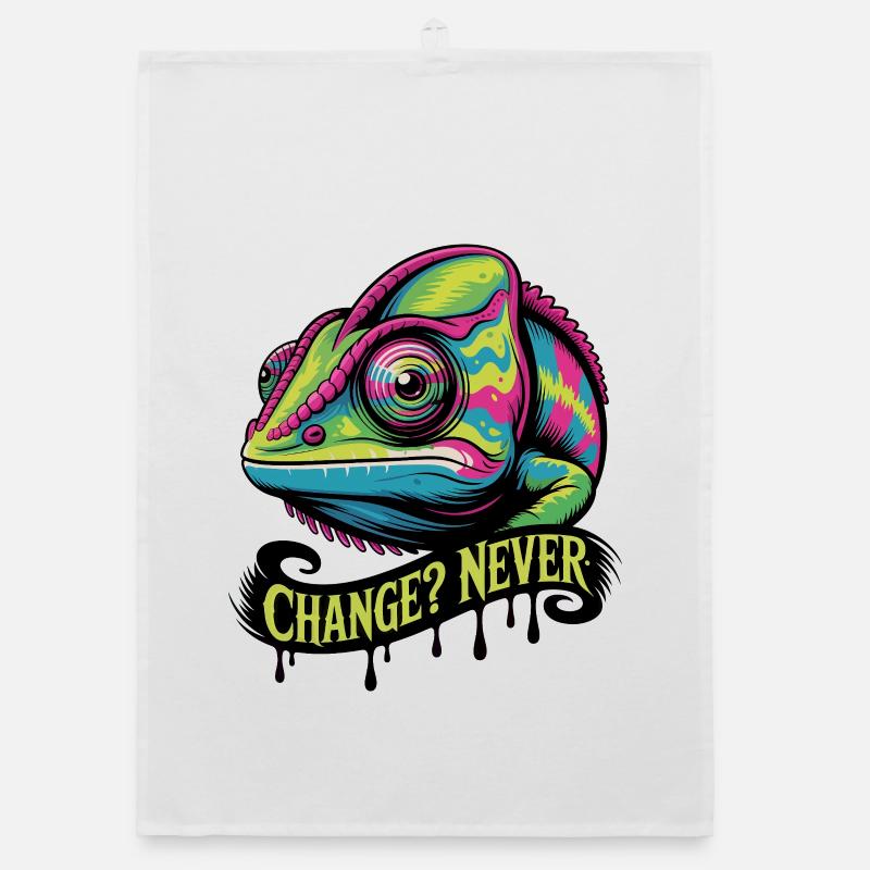 Neon Chameleon Change Never Organic dish towel