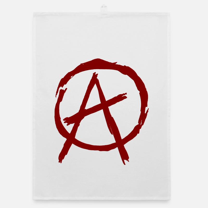 Anarchy symbol in circle - dark red Organic dish towel