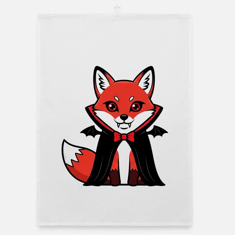 Cute Halloween Fox Vampire Cartoon Chibi Design Organic dish towel