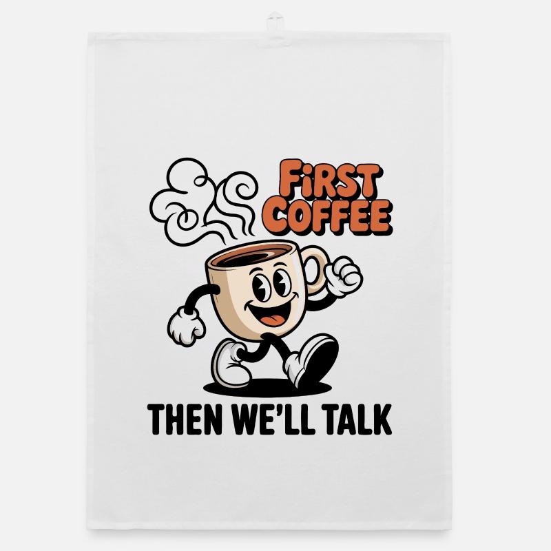 First Coffee Cartoon Mug Organic dish towel