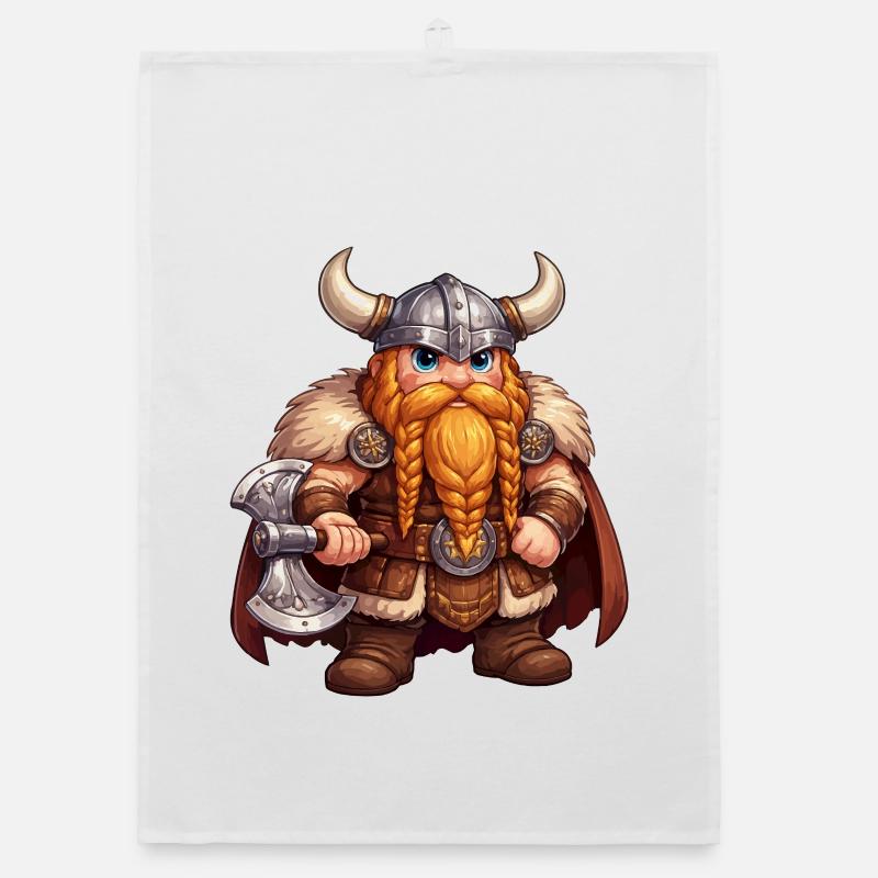 Viking Dwarf with Axe Organic dish towel