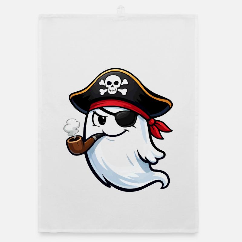 Ghost Pirate with Pipe Organic dish towel