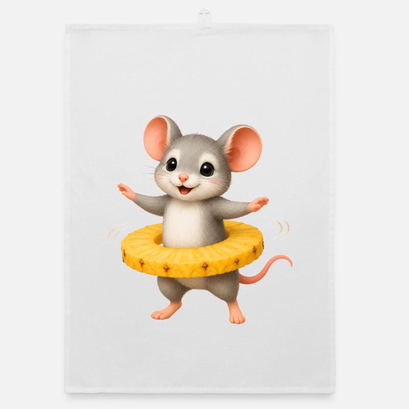 Happy Mouse with Pineapple Ring Organic dish towel