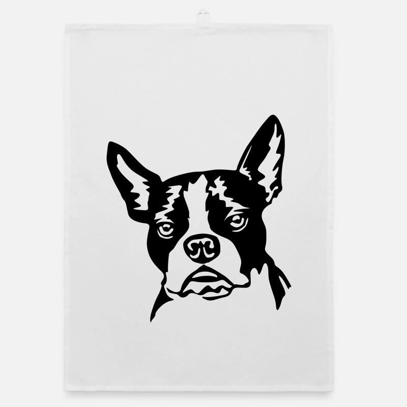 Boston Terrier - Organic Geschirrtuch - Weiß