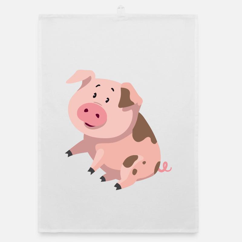 Petit Cochon Illustration – Motif d’animal mignon Torchon bio