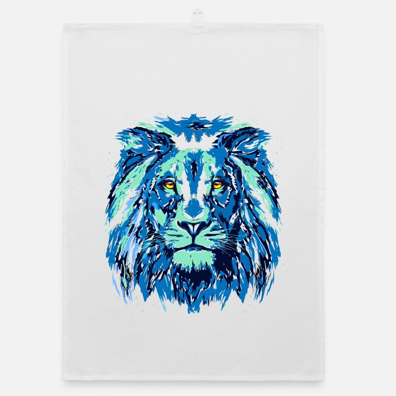Blauer Löwe - Löwenkopf - Sternzeichen Löwe Organic Geschirrtuch