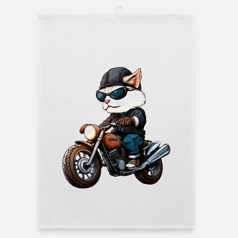 Motorradfahrer Katze Organic Geschirrtuch