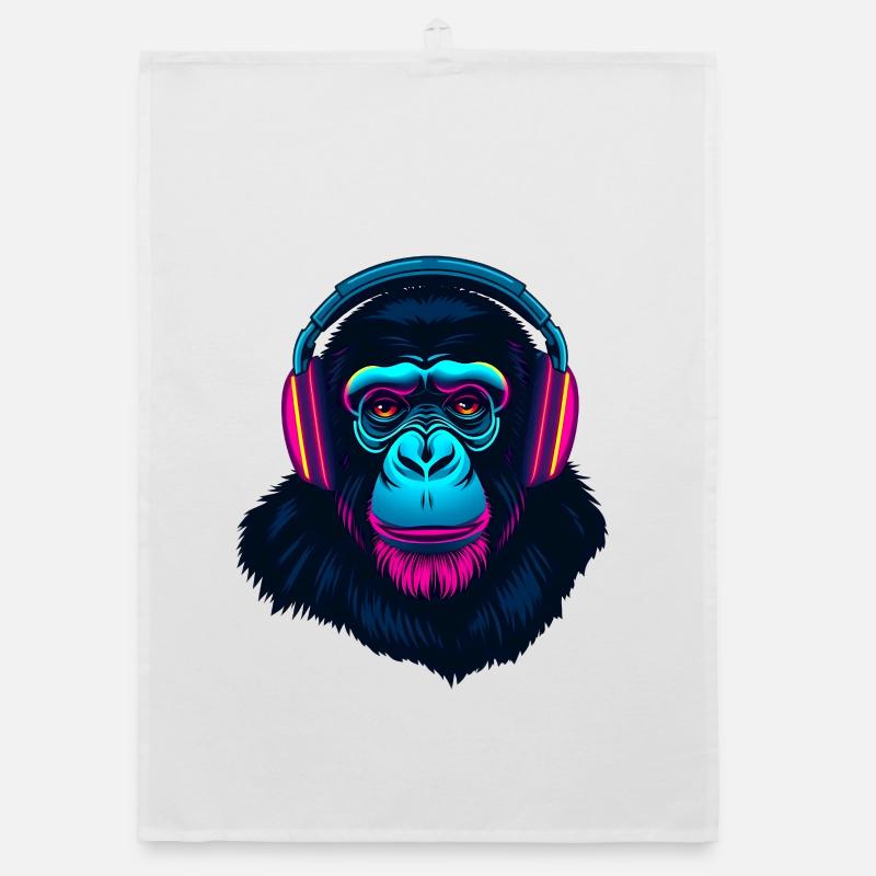 Affe als DJ Organic Geschirrtuch