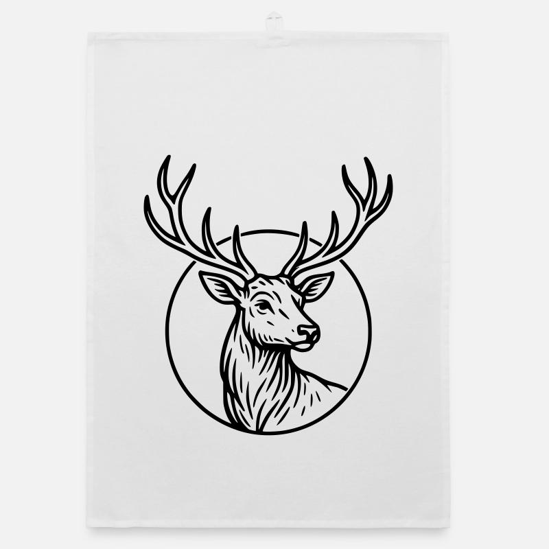 Large, deer Organic dish towel