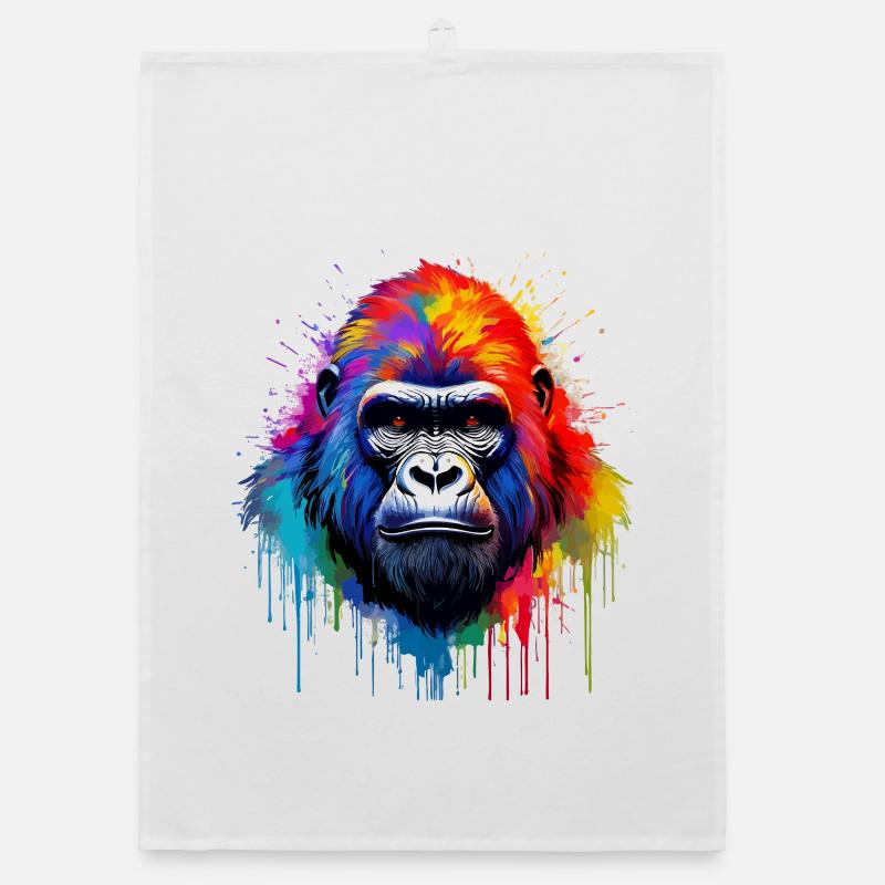 Regenbogen-Gorilla Kunst-Splash Organic Geschirrtuch