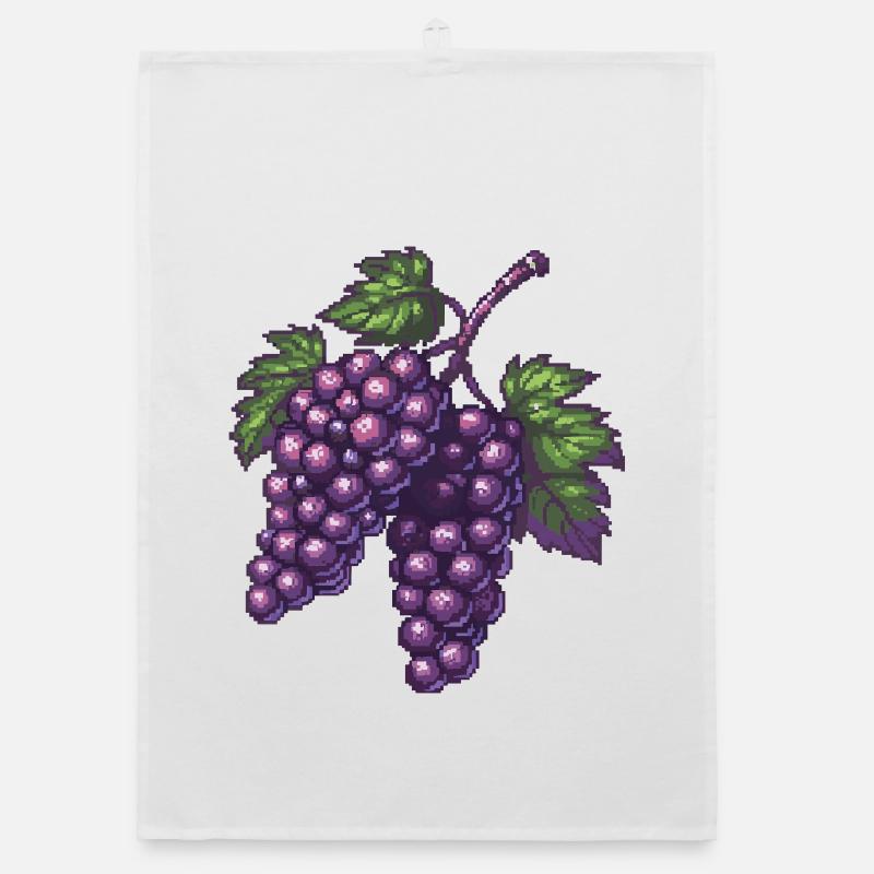 Pixel Grapes Violet Pixel Art Organic dish towel