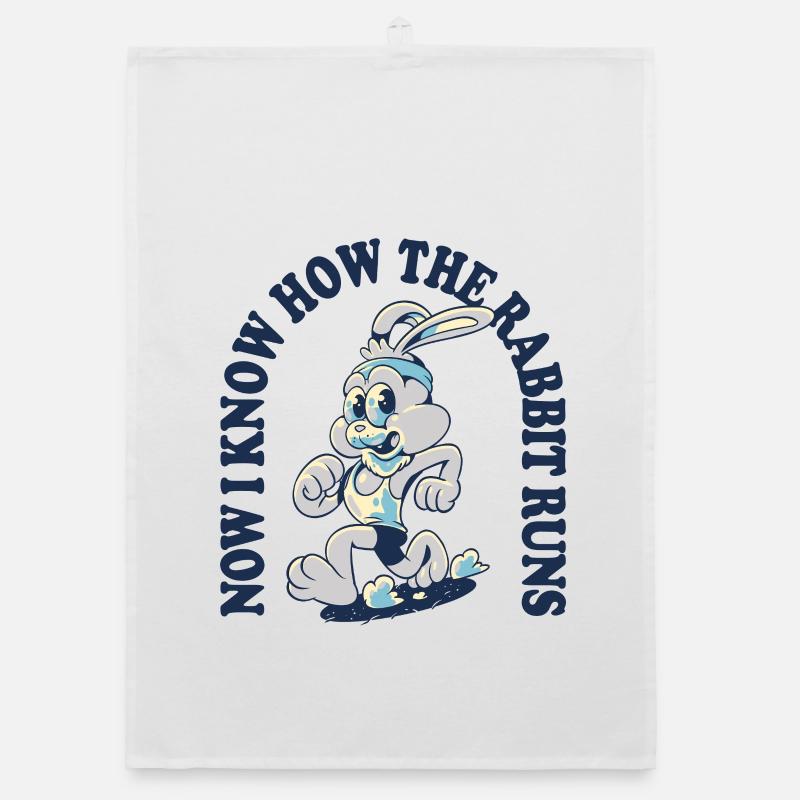 Now I Know How the Rabbit Runs – Denglisch Spruch Organic Geschirrtuch