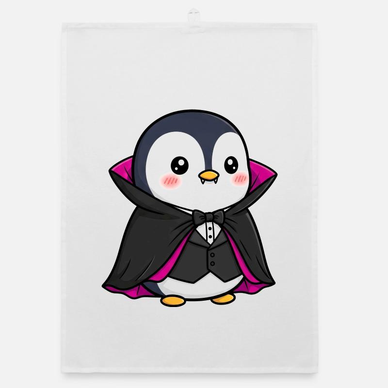 Cute Halloween Penguin Vampire Cartoon October Organic dish towel
